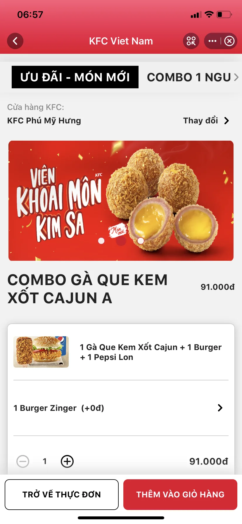 KFC Vietnam screenshot